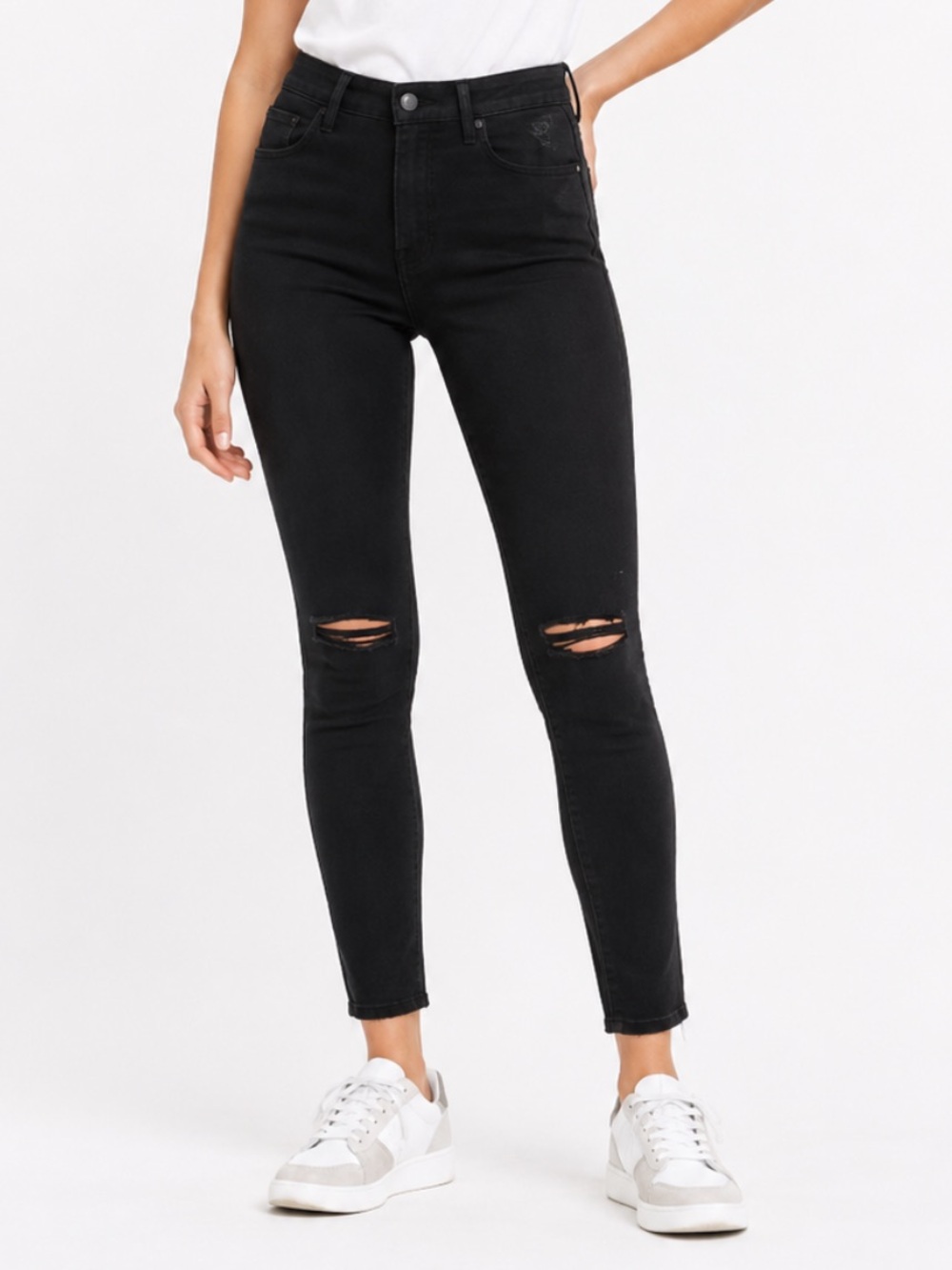 MOTHER Denim Jeans “Looker Ankle Fray” in Guilty as Sin (Black) Wash